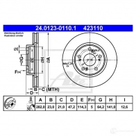 Тормозной диск ATE 4231 10 58439 24012301101 E1KW9 - Изображение 4