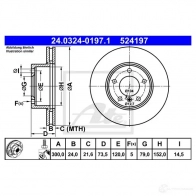Тормозной диск ATE 5241 97 59369 24032401971 DKDE07 - Изображение 4