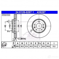 Тормозной диск ATE 1QOHIPS 42828 7 58874 24012802871 - Изображение 2
