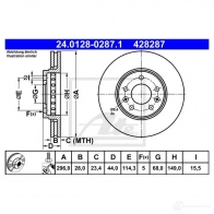 Тормозной диск ATE 1QOHIPS 42828 7 58874 24012802871 - Изображение 3