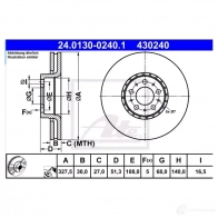 Тормозной диск ATE 43 0240 96V3OUU 24013002401 Volvo XC90