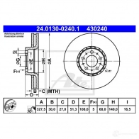 Тормозной диск ATE 43 0240 96V3OUU 24013002401 58966 - Изображение 3