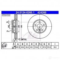 Тормозной диск ATE Bmw 2 Gran Tourer (F46) 1 Минивэн 2.0 218 d 150 л.с. 2014 – 2024 EZLKDNU 24012402601 42 4260