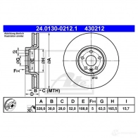 Тормозной диск ATE 430 212 58941 24013002121 Y68W6 - Изображение 7