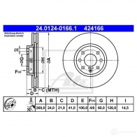 Тормозной диск ATE E9D9T 24012401661 58493 424 166 - Изображение 6