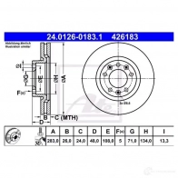 Тормозной диск ATE 426 183 LBPF9GV 24012601831 58723 - Изображение 3