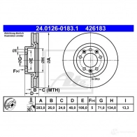 Тормозной диск ATE 426 183 LBPF9GV 24012601831 58723 - Изображение 5