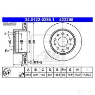 Тормозной диск ATE Fiat Ducato (250) 3 Фургон 3.0 160 Multijet 3.0 D 4x4 158 л.с. 2006 – 2025 BKZ8 N 24012202981