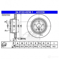 Тормозной диск ATE 4GOET 42223 6 24012202361 58379 - Изображение 5