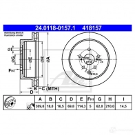 Тормозной диск ATE 24011801571 5WBBT Lexus RX (AL10) 3 2008 – 2015 4181 57