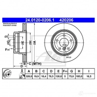 Тормозной диск ATE 58221 24012002061 4 20206 631F0D - Изображение 4