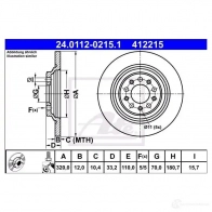 Тормозной диск ATE M9TUZS 1193355268 24011202151 41 2215 - Изображение 2