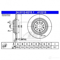 Тормозной диск ATE M9TUZS 1193355268 24011202151 41 2215 - Изображение 3