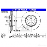 Тормозной диск ATE 24012802681 428 268 Nissan Leaf 5PJJQ