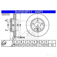 Тормозной диск ATE 42 2271 24012202711 DB0TON 58411 - Изображение 2