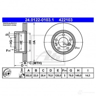 Тормозной диск ATE 4 22103 24012201031 ZK4BR2R 58267 - Изображение 2