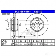 Тормозной диск ATE CIG7RH 24032501101 59373 52511 0 - Изображение 5