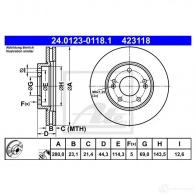 Тормозной диск ATE 24012301181 Kia Seltos 4231 18 E1ZMLQ