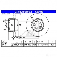 Тормозной диск ATE 6UO0M9 24013001001 Mercedes S-Class (W140) 3 Седан 6.0 S 600 (140.056. 140.057) 394 л.с. 1993 – 1998 4301 00