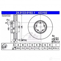 Тормозной диск ATE 43 3102 Ford Transit 8 (V363) Грузовик 2.2 TDCi RWD 155 л.с. 2013 – 2024 FOGC98 24013301021