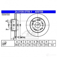 Тормозной диск ATE 4097 09 24010907091 Honda Accord 6 (CG) Купе 3.0 V6 24V (CG2) 200 л.с. 1998 – 2003 ZFC7UI9