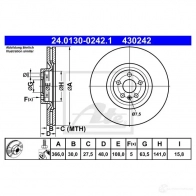 Тормозной диск ATE 24013002421 1Z1VJJ Volvo XC90 43024 2