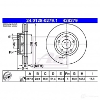 Тормозной диск ATE 24012802791 58869 42827 9 6OE6T - Изображение 2