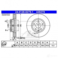 Тормозной диск ATE 24012802791 58869 42827 9 6OE6T - Изображение 3
