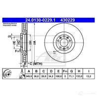 Тормозной диск ATE 43 0229 58957 24013002291 6L7E5K - Изображение 3