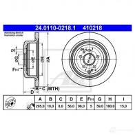 Тормозной диск ATE 24011002181 Peugeot 806 410 218 6GCU0