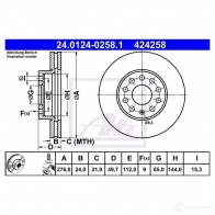 Тормозной диск ATE 58567 B1OOQRH 4242 58 24012402581 - Изображение 3