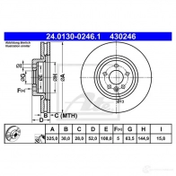 Тормозной диск ATE Land Rover Discovery Sport 1 (L550) Внедорожник 1.5 P300e Hybrid 4x4 309 л.с. 2020 – 2024 EB HTUFU 24013002461