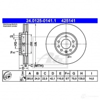 Тормозной диск ATE 24012501411 TC13NB 425 141 58603 - Изображение 7