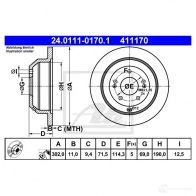 Тормозной диск ATE 57886 41117 0 24011101701 KP9HX - Изображение 4