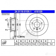 Тормозной диск ATE O0OYT 58063 24011601091 41610 9