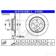 Тормозной диск ATE 8QRAMJ 57828 24011003811 4 10381 - Изображение 2
