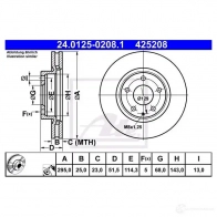 Тормозной диск ATE 58647 U2EL8C 42520 8 24012502081 - Изображение 3