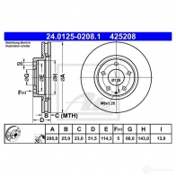 Тормозной диск ATE 58647 U2EL8C 42520 8 24012502081 - Изображение 5