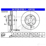 Тормозной диск ATE 58696 24012601501 N4YTBB 4261 50 - Изображение 7