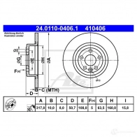 Тормозной диск ATE 24011004061 Land Rover Range Rover Evoque QF1BPA J