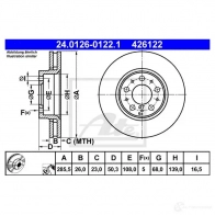 Тормозной диск ATE 58671 4 26122 I1RF43O 24012601221 - Изображение 4