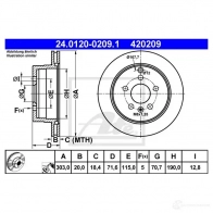 Тормозной диск ATE EWNXYS2 Chevrolet Captiva 1 (C140) Кроссовер Спорт 2.4 136 л.с. 2007 – 2024 24012002091 4202 09