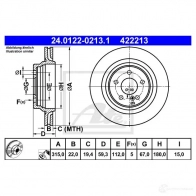 Тормозной диск ATE 4 22213 AGRTRM 24012202131 Mercedes S-Class (C215) 2 Купе 5.4 CL 55 AMG (2173) 360 л.с. 1999 – 2006