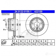 Тормозной диск ATE 4 22159 24012201591 58312 4UV2VL - Изображение 4