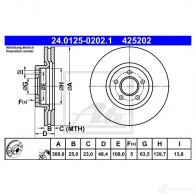 Тормозной диск ATE 1193355949 24012502021 425 202 P5NM5