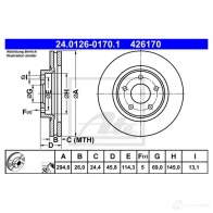 Тормозной диск ATE 4 26170 24012601701 58714 YNY2F4 - Изображение 5