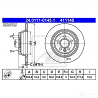Тормозной диск ATE 4111 45 57863 24011101451 4VVQ8 - Изображение 5