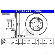 Тормозной диск ATE Land Rover Range Rover 2 (P38A) 1994 – 2002 4251 64 24012501641 KMJAJLJ