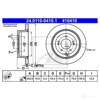 Тормозной диск ATE Q9EEX ND 24011004101 Hyundai Tucson (TL) 2 Кроссовер 1.6 CRDi 116 л.с. 2018 – 2024