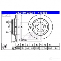 Тормозной диск ATE Z5KKG 57835 4 10392 24011003921 - Изображение 2